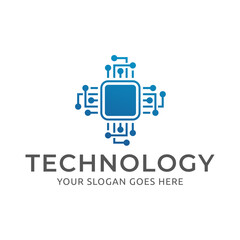 Processor logo icon. Processor circuit vector