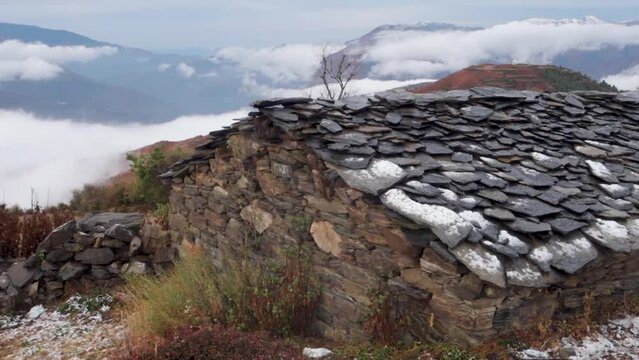Channi: Traditional stone hut, a roof beneath the stars in Uttarakhand's Garhwal Himalayan region, India
