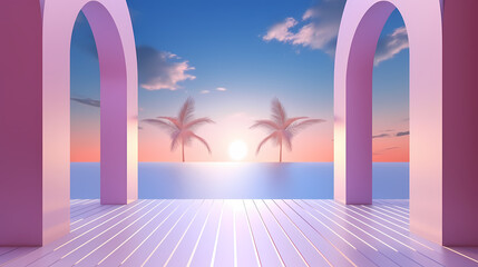 Fototapeta premium Gradient empty room wall model, minimalist interior, podium 3D product display