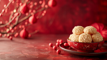 Obraz na płótnie Canvas Chinese New Year cookies, a delightful blend of traditional flavors and modern sweetness, symbolizing good fortune and shared joy during festive celebrations