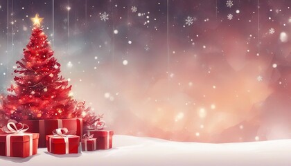 Christmas and valentines day red Gift on festive background. copy space for text

