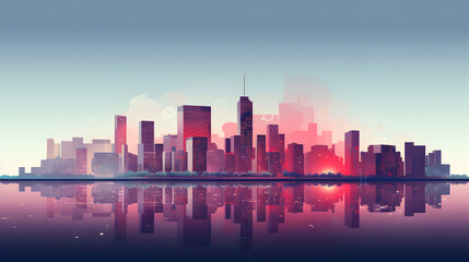 A city skyline with the word chicago on it