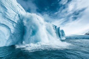 Antarctic melting glacier under global warming. Climate change