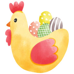 Easter,easter eggs and chicken