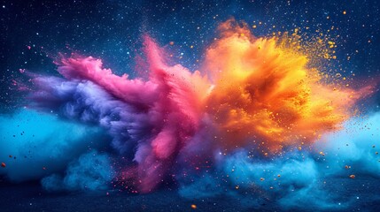 Colorful Explosion in the Night Sky: A Spectacular Sight for the Full Moon Event Generative AI