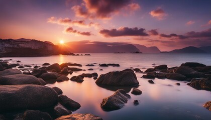 Beautiful sunset views over the sea, long exposure