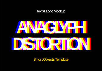 Anaglyph Distortion Text And Logo Effect Mockup - obrazy, fototapety, plakaty