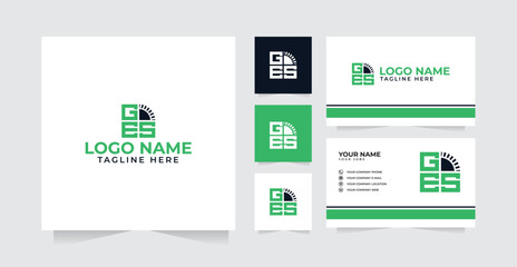 Letter G, E and S Solar logo design and business card vector template