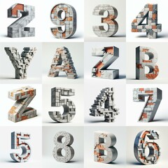 Lettering shape Blends Concrete With bricks. AI generated illustration