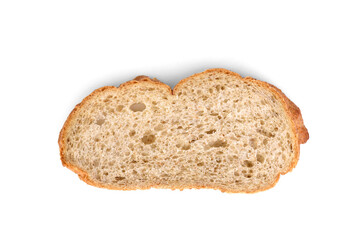 Slice of bran bread isolated on white background.