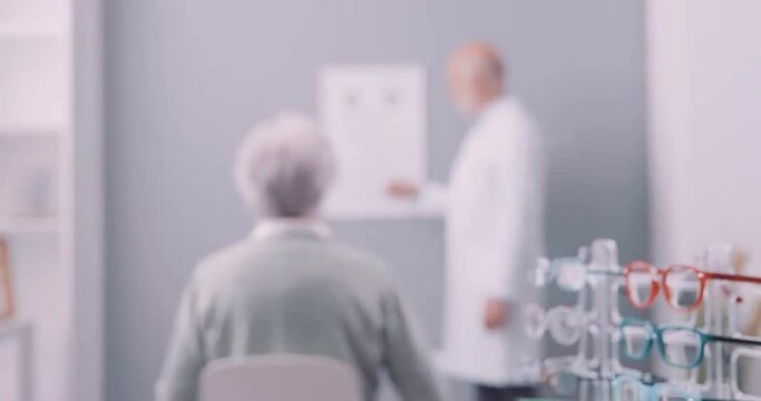 Senior woman having an eye test