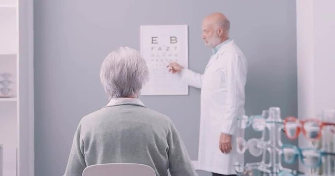 Senior woman having an eye test