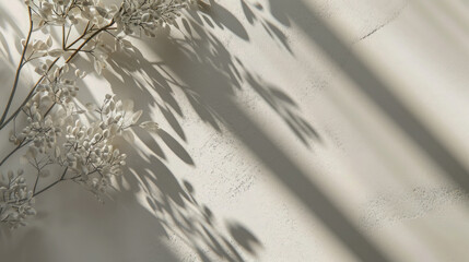 Background shadow of flower branches on the wall White Harmony luxury