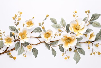 floral watercolor branches with white background