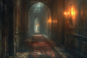 Fototapeta premium Sunlit Serenity: A Woman in a Blue Jean Jacket Meditating in a Church Generative AI