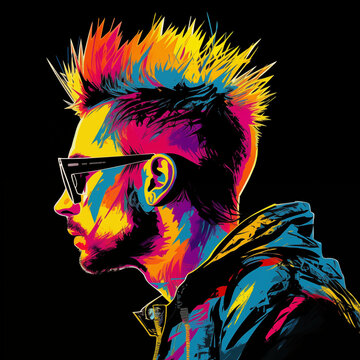 Colored portrait of a punk