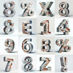 Lettering shape Blends Concrete With bricks. AI generated illustration