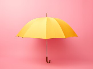 Umbrella is yellow on pink Background. generative AI