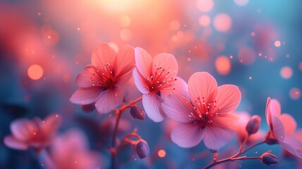 Cherry blossom background with bokeh effect and soft focus. Generative Ai. 