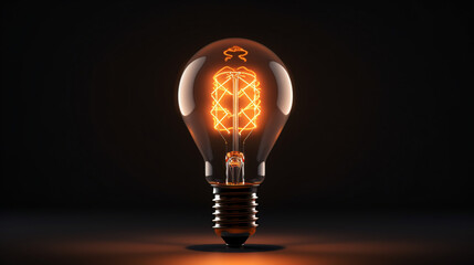 3d render lamp glowing on a black background light