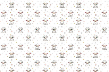 cute happy sheep lamb on white background for boys and girls with stars seamless endless pattern vector illustration
