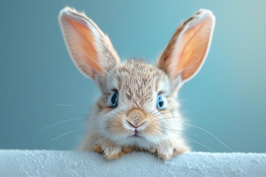 Rabbit Ears, Blue Eyes, and a White Background: A Cute and Creative Image for Adobe Stock Generative AI