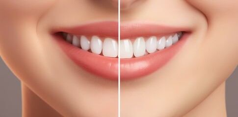 Photo of a person smiling with white, clean and shiny teeth. generative AI