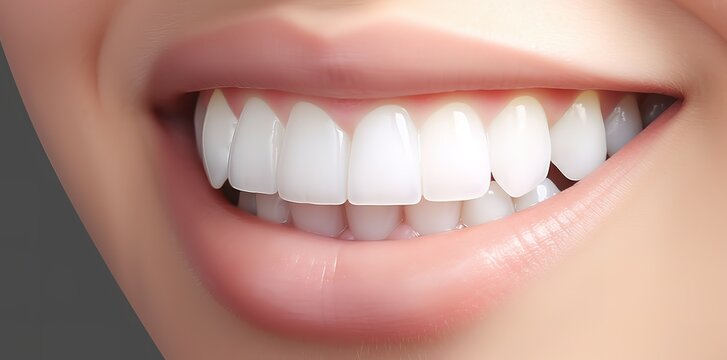 Photo of a person smiling with white, clean and shiny teeth. generative AI