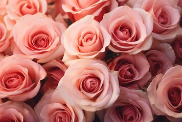 Naklejka premium peach pink roses bouquet up close for background