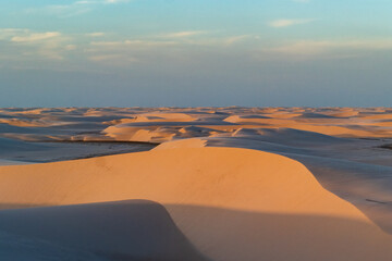 scenic desert dune landscape Lencois Maranhenses National Park - Parque Nacional dos Lencois Maranhenses in northeastern Brazil,