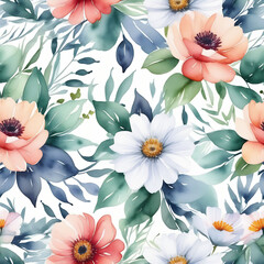 Obraz premium Watercolor drawing of flowers on paper. retro style. abstraction vintage wallpaper