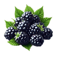 Ripe blackberry isolated on PNG Background. Generative Ai