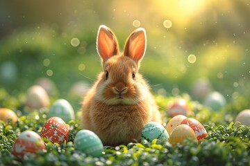 Fototapeta na wymiar Easter Bunny's Egg Hunt Generative AI