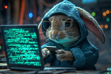Hacking the Digital World: A Bunny's Guide to Cybersecurity Generative AI - obrazy, fototapety, plakaty