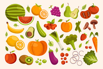 Vegetables elements in flat design