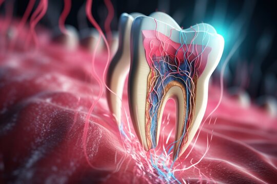 Human tooth anatomy with tooth decay. medical illustration. Dentistry, treatment and prosthetics concept
