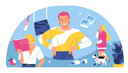 Trendy women illustration in flat design