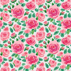 Rose watecolor seamless pattern