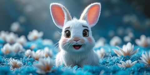 Bunny Blue Monday: A Cute and Happy Easter Bunny Generative AI