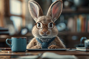 Bunny in Glasses: A Cute and Creative Image for Adobe Stock Generative AI