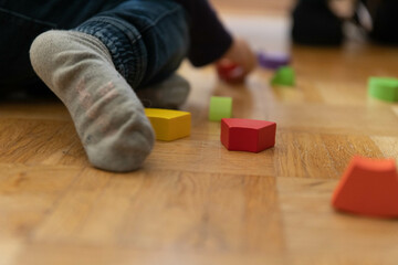 child playing with blocks