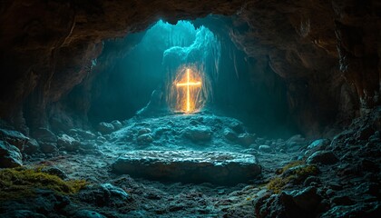 Cave of the Cross: A Glowing Tribute to Easter Generative AI