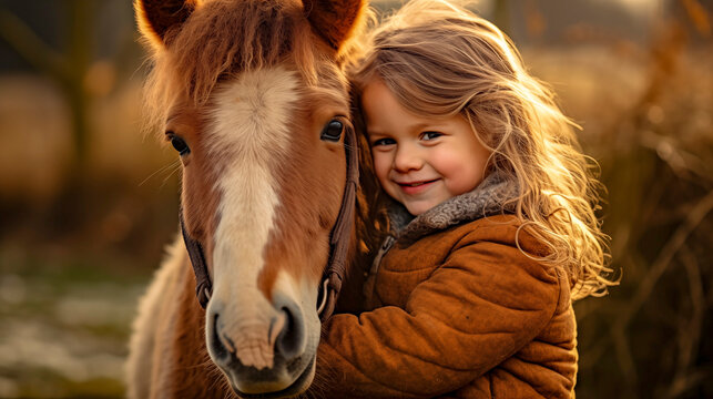 Ni&ntilde;a de 4 a&ntilde;os disfrutando con su pony