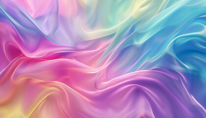 Fototapeta premium abstract background with smoke, silk background, blue lime pink abstract fabric background, Color gradient, ombre, Geometric. Lines, stripes, waves, drapery, Ai Generate 