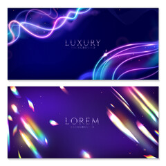 Abstract horizontal banner template collection with realistic light effects