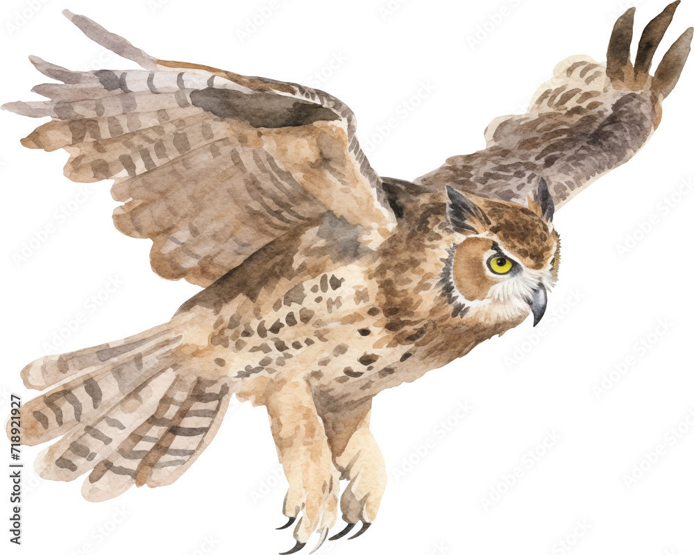 Poster long-eared owl flying created with generative ai technology
