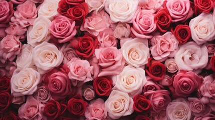 red, pink and white roses backdrop