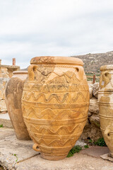 Old amphoras in Knossos palace on Crete island, Greece.
