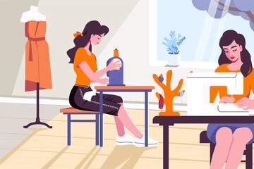 Sewing illustration in flat design