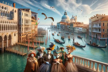 Fotobehang Venetian Grandeur: Carnival Elegance on the Grand Canal © TATIANA Z